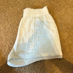 size medium, white linen shorts.
